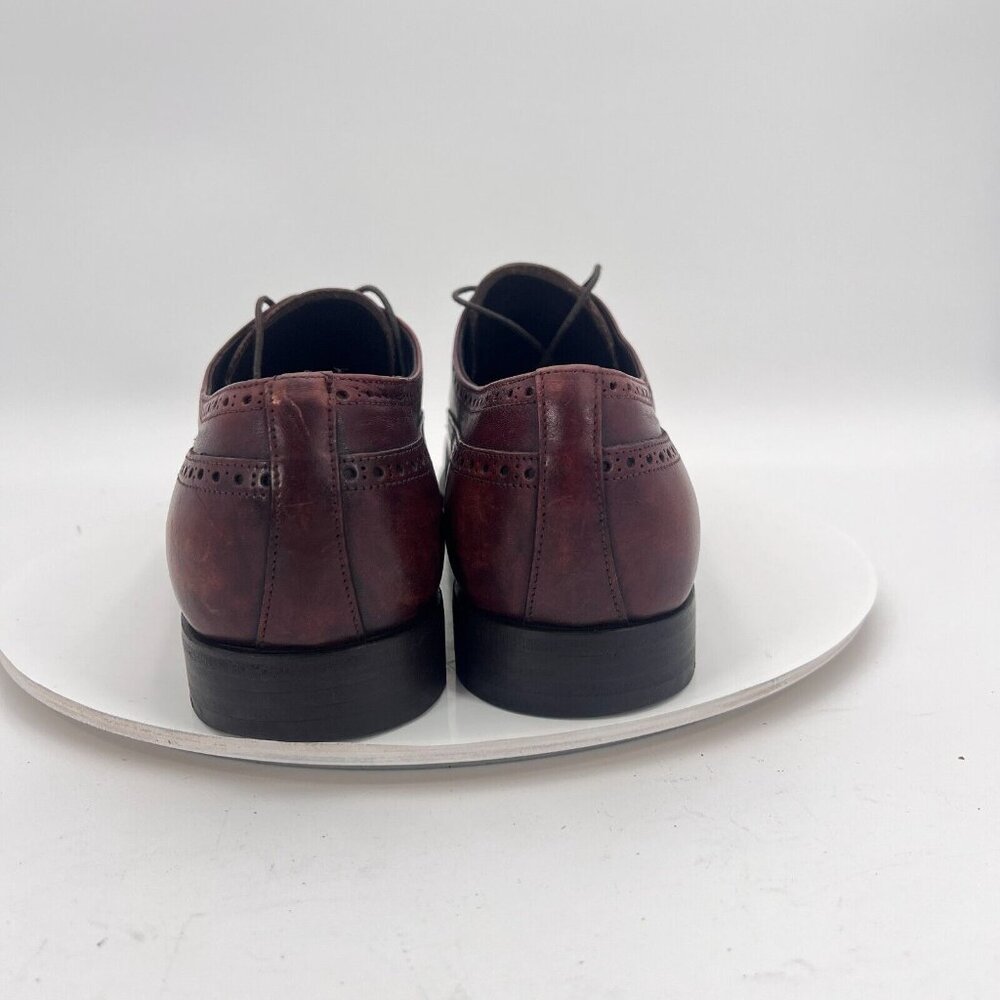 Prada Milano Men Size 9.5 Brown Perforated Leather Wingtip Derby Dress Shoes - Picture 6 of 16